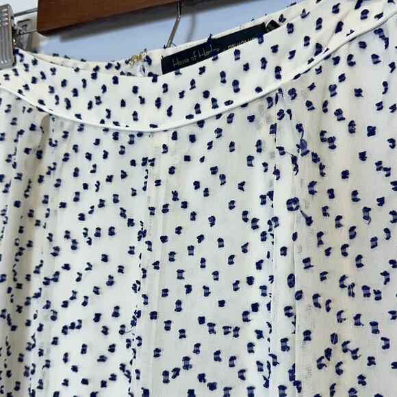 House of Harlow 1960 x Revolve White & Blue Chiffon Wide Leg Ankle Cuff Pant S - Picture 5 of 15